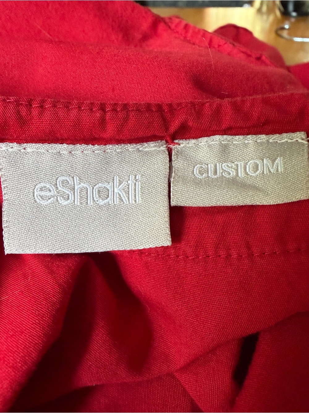 eShakti CUSTOM Red Embroidered Waist Fit-and-Flare Dress - Picture 9 of 11